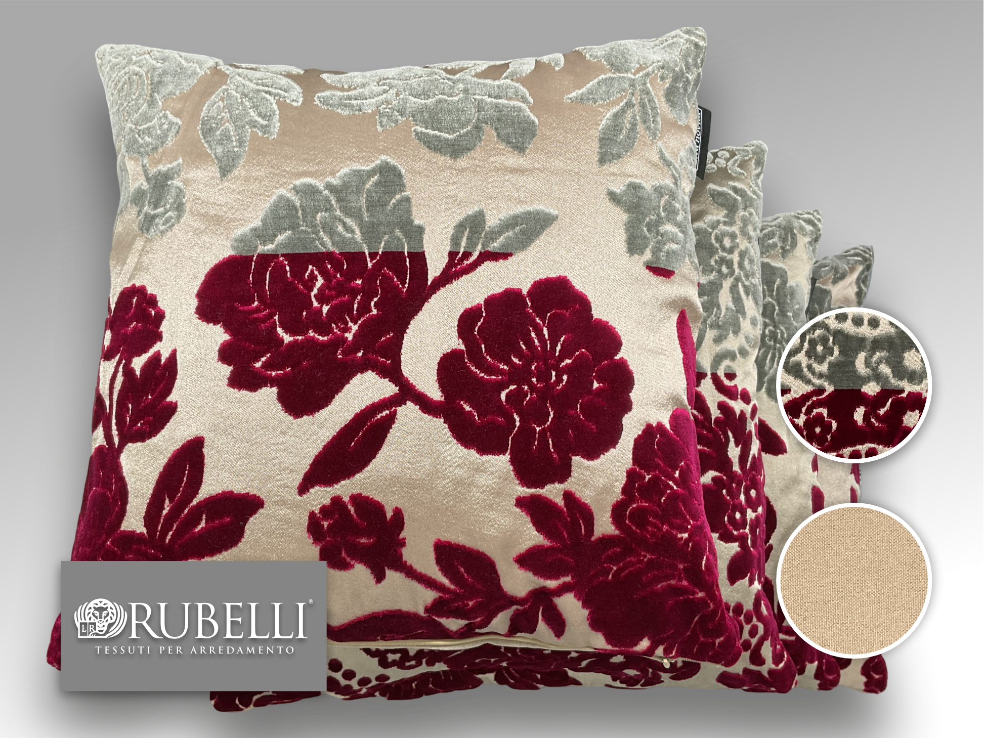 80 - Rubelli Damask Mixed Silk Sand - Bordeaux Grey